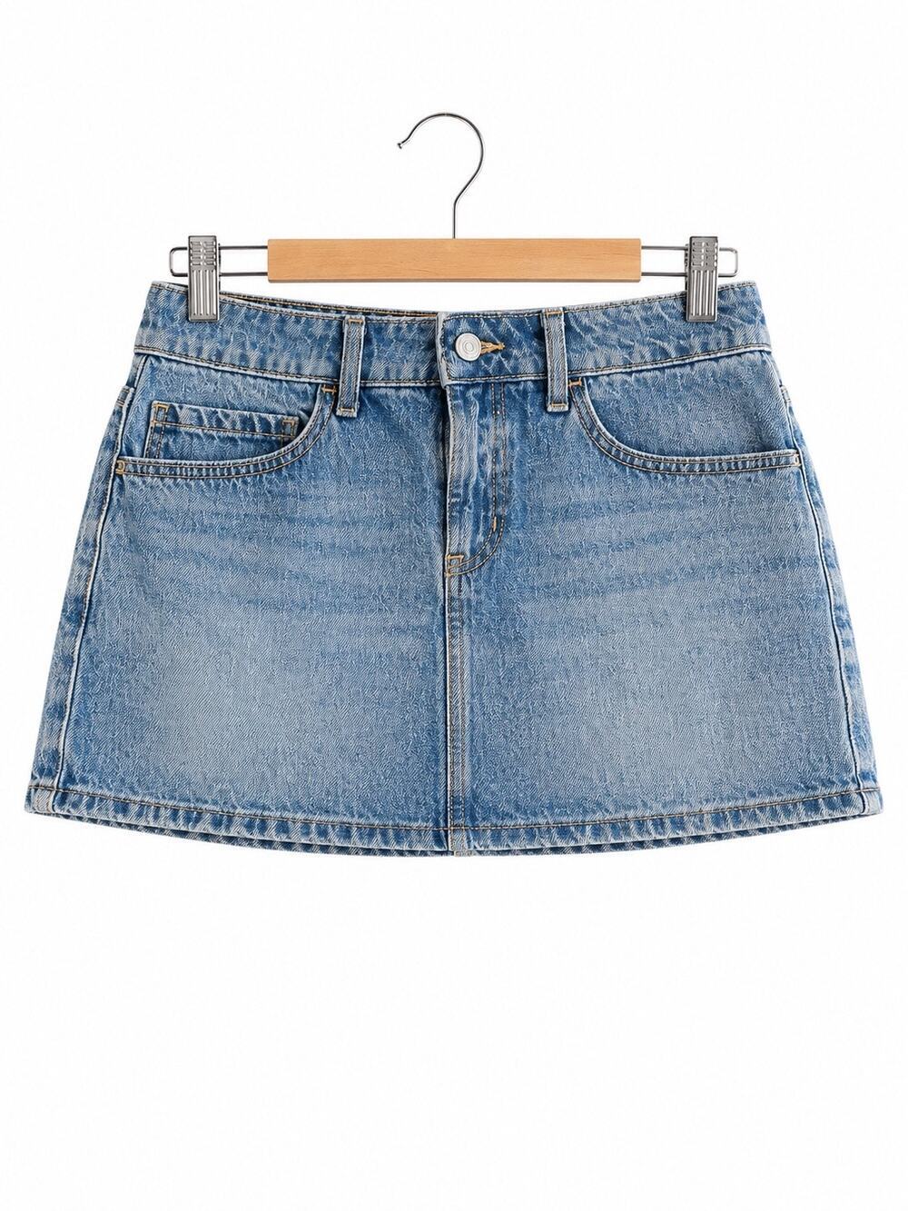 Hollister Low-Rise Micro Mini Denim Skirt Women’s Size 6 W28 Black Gray Y2K